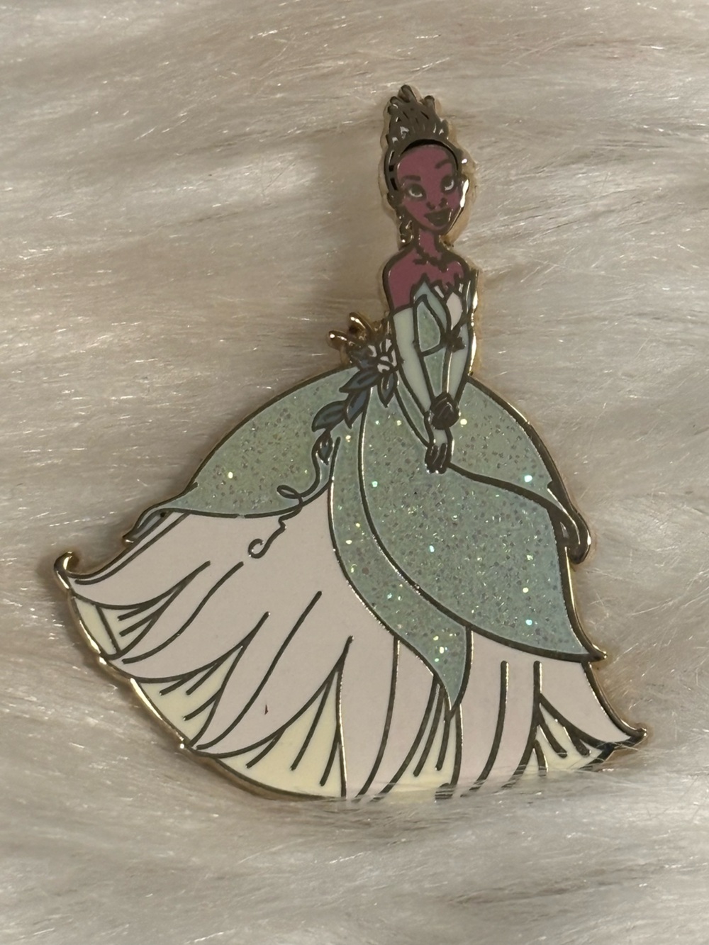 Disney Parks Tiana The Princess and the Frog Glitter Dress Gown Pin